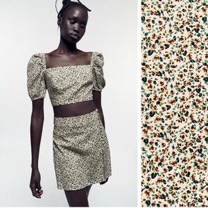 Zara Skort Linen Multicolor Floral Print